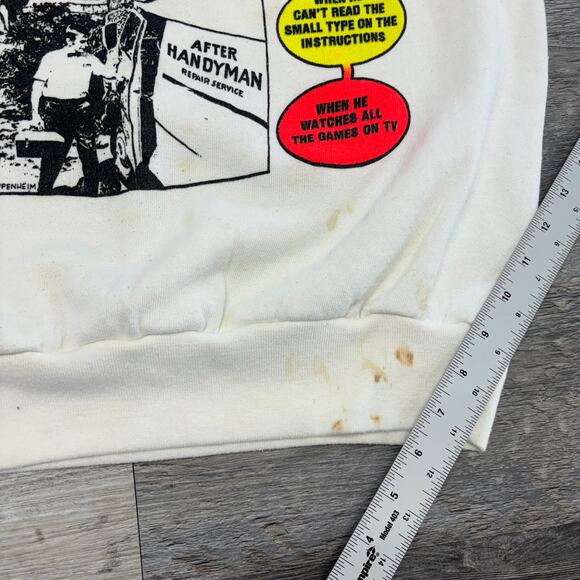 Vintage 80s 90s Handyman Excuses White Men L Pullover Funny Joke Sweatshirt - Picture 4 of 9